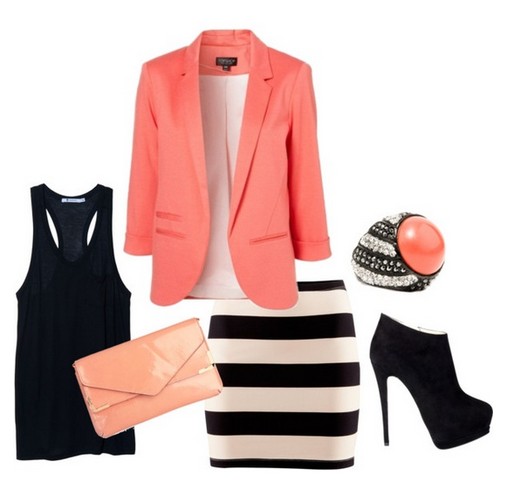 for Spring 2014 Outfit IdeasThe Pink Suit, Striped Skirt and