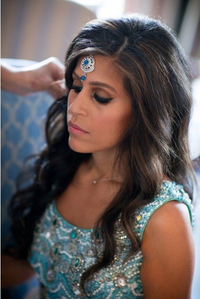 The Side Parted Long Wavy Ombre Hair with a Diamond Accessory for Bridal Hairstyle Ideas