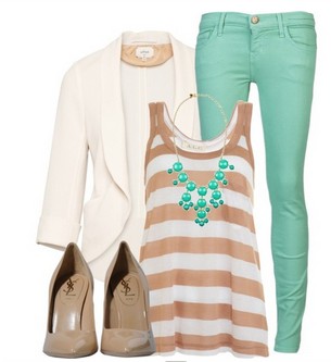 Outfit Ideas The Stripped Tank Top and Skinny Jeans for