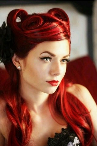 The Vintage Pin Up Hairstyle for Red Colored Hair