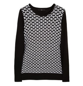 Tibi Intarsia cotton and modal-blend sweater-Black and White Sweater