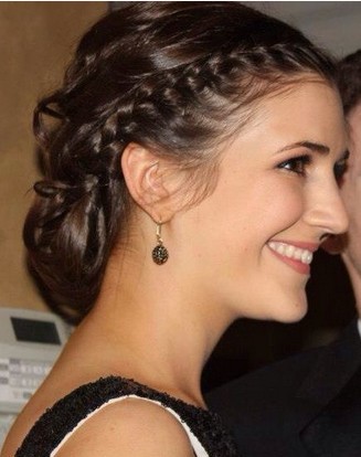 Twisted Bun with Braided Fringe for Prom Hairstyles