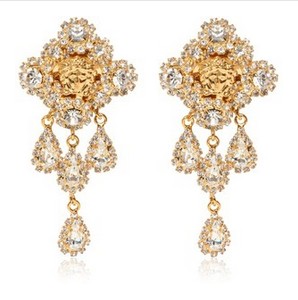 VERSACE Crystal & Gold Plated Earrings