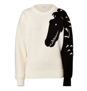 VIKTOR & ROLF Wool Pullover in Ercu-Black and White Sweater