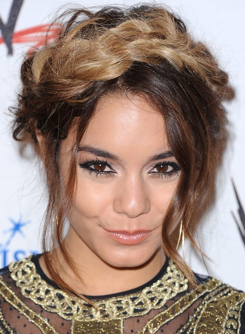 Vanessa Hudgens Long Hair style: 2014 Braided Updo