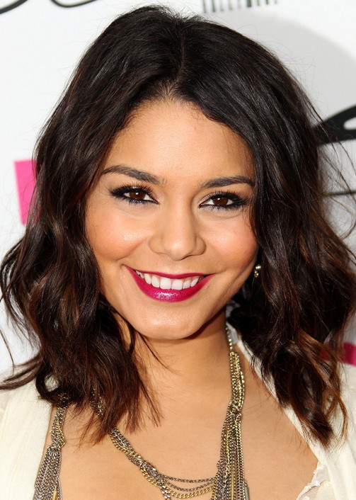 Vanessa Hudgens Medium Hairstyle: Curls with Side Part