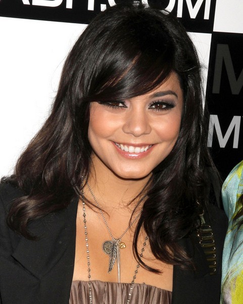 Vanessa Hudgens Medium Length Hairstyle: Sleek Bangs