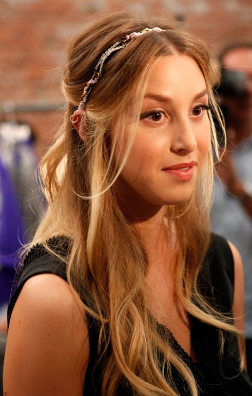 Whitney Port Long Hairstyle: Half Up Half Down with Headband