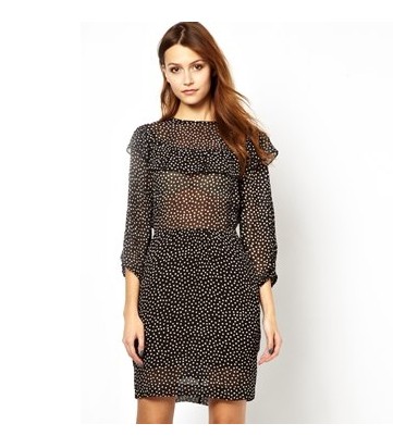 ASOS polka-dot dress with frill detail