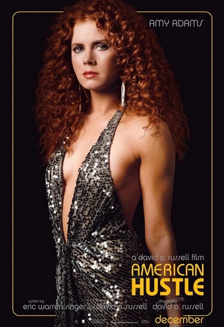 Amy Adams in 'American Hustle', low-cut silver sequined evening dress