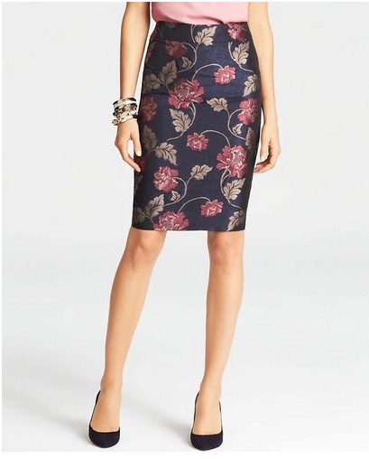 Ann Taylor Floral Jacquard Pencil Skirt for work outfit