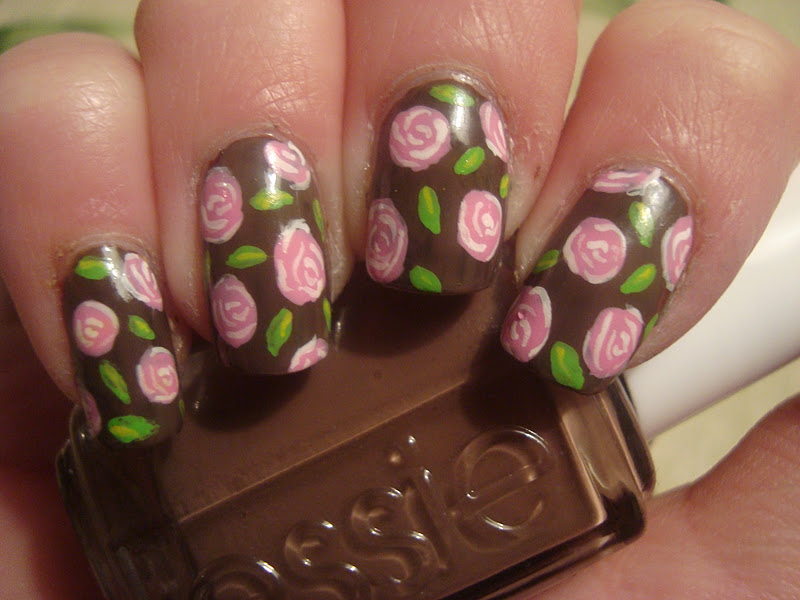 Brown Polish and Pink Rose