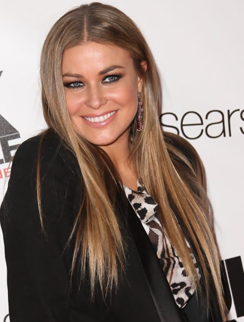 Carmen Electra Hairstyles: Center-parted Straight Hairstyle