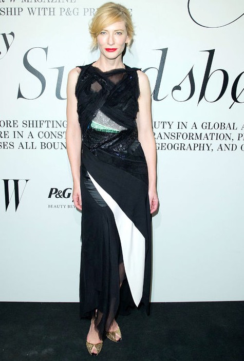 Cate Blanchett's Glamorous Style - Black and white textured edgy dress by Juan Carlos Obando