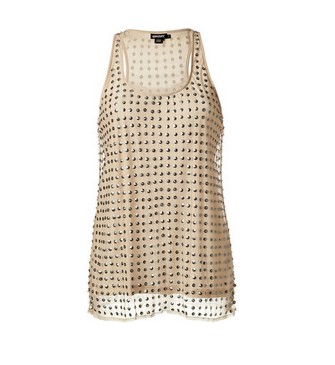 DKNY Sequin Embellished Racerback Tank Top, nude