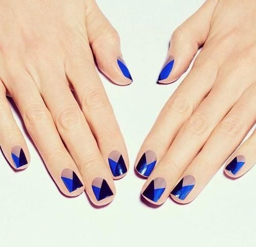 Electric Blue Geometric Nails