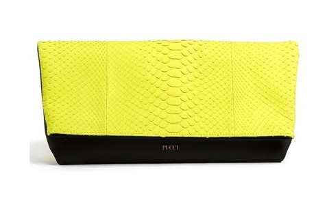 Emilio Pucci Snakeskin Clutch, black and yellow, snakeskin
