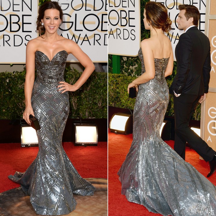 Golden Globe Style – Kate Beckinsale Sleekly Sculptural Zuhair Murad Couture Gown