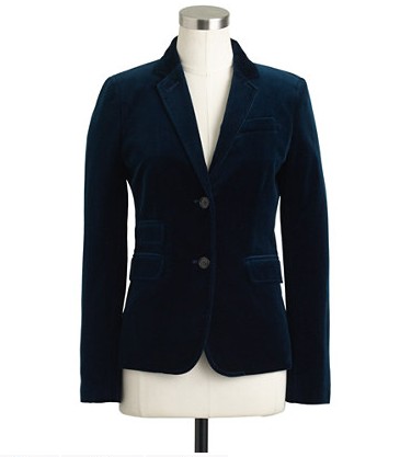 J Crew SCHOOLBOY BLAZER IN VELVET, navy blue suit