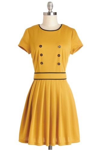 I've Got an Inn Dress, mustard yellow, fit and flare