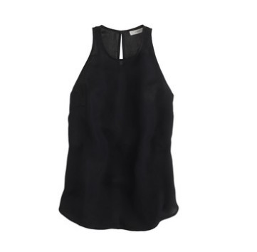 J.Crew Petite crepe racer tank, black keyhole with button closure