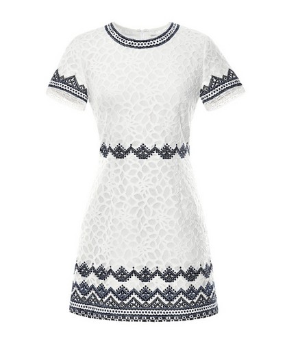 MODA OPERANDI Embroidered winter-white lace dress