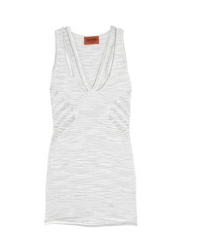 Missoni Pointelle-knit racer-back tank, grey and white
