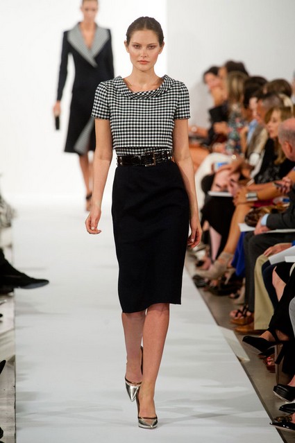 Oscar De La Renta Spring Summer 2014, checked top and pencil dress