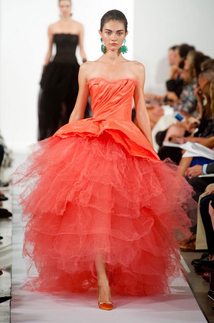 Oscar De La Renta Spring Summer 2014, fit and flare, coral cocktail dress