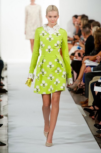 Oscar De La Renta Spring Summer 2014, green print cocktail dress