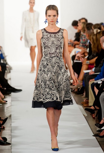 Oscar De La Renta Spring Summer 2014, print satin cocktail dress