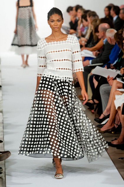 Oscar De La Renta Spring Summer 2014,cutout top and long tulle dress