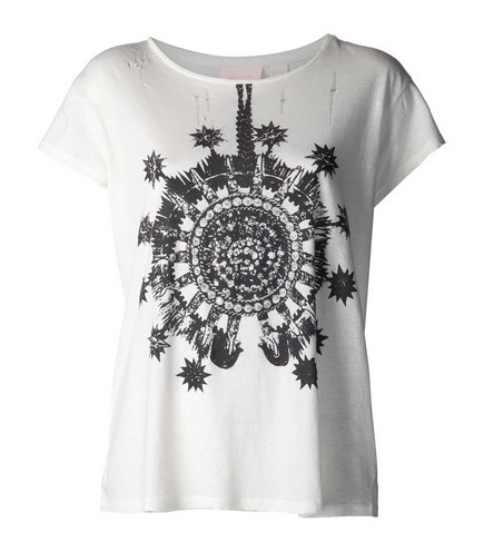 SASS & BIDE 'Raise the Bar' white boat neck graphic print T-shirt for work outfit