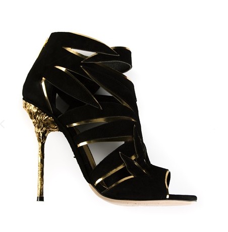 SERGIO ROSSI 'Ramage' cut-out ankle boots, gold and black