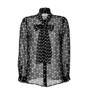 STEFFEN SCHRAUT Silk Miami Dotted Tie Neck Blouse, black