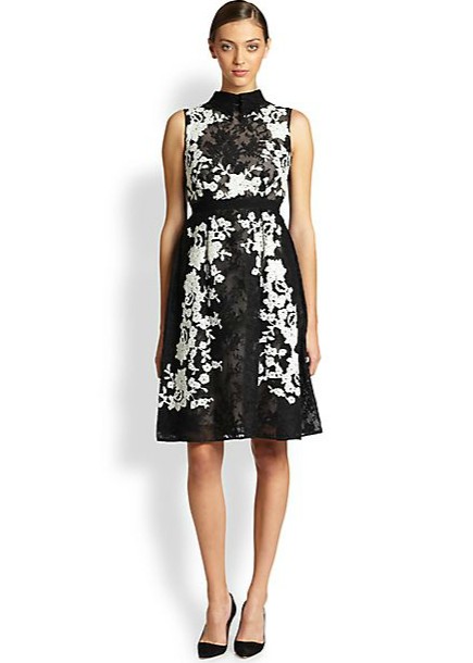 Saks Fifth Avenue Erdem Embroidered winter-white lace dress