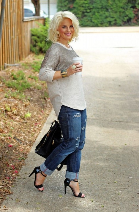 Sequin Sweatshirt and Boyfriend Jeans