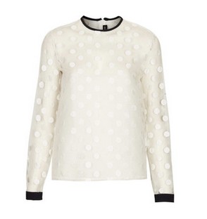 Sheer Spot Blouse by Sister Jane, ivory mesh, oversized dot