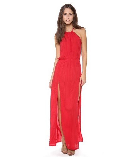 Shop The Golden Globe Style – Blue Life Petite Halter Maxi Slip Dress, tulip red