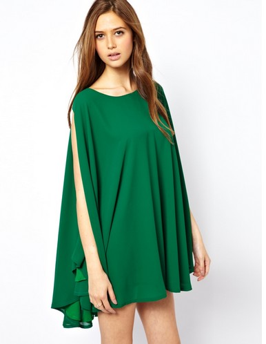 Shop The Golden Globe Style – Jovonnista Swing Cape Dress, dark green