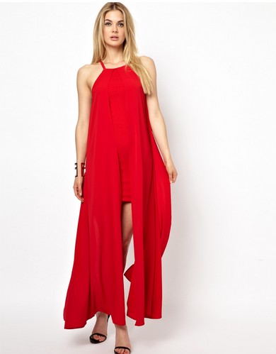 Shop The Golden Globe Style – AQ AQ Gritz Dress with Maxi Cape Dress, red