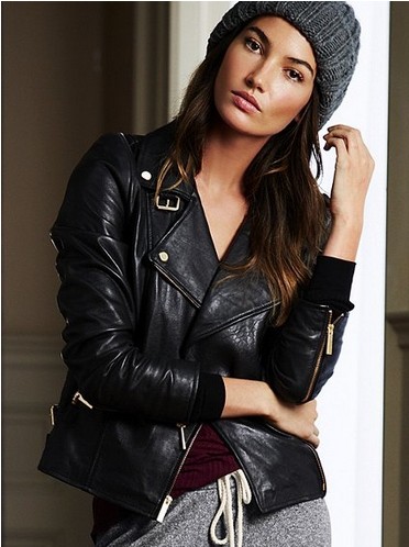 Victoria's Secret LEATHER MOTO JACKET, Black - Sparkly Style for 2014