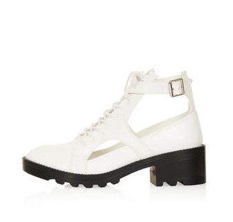 TOPSHOP MERCURY Lace Up Cutout Boots, White