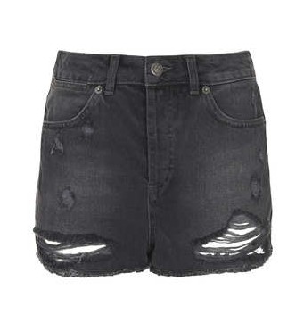 TOPSHOP MOTO Ripped Denim Hotpants, Black Cutoff Shorts