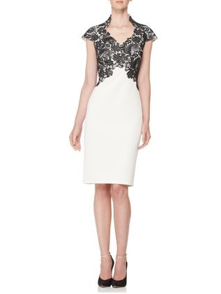 Tadashi Shaoji winter-white lace dress