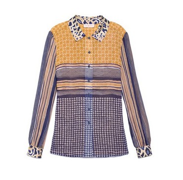 Tory Burch Angelique Blouse, multi print, polka dot