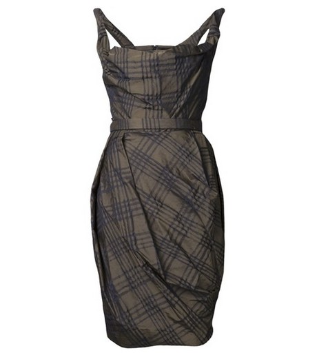 VIVIENNE WESTWOOD RED LABEL Tartan Dress with a Draped Neckline for a Party-ready Look in Spring 2014