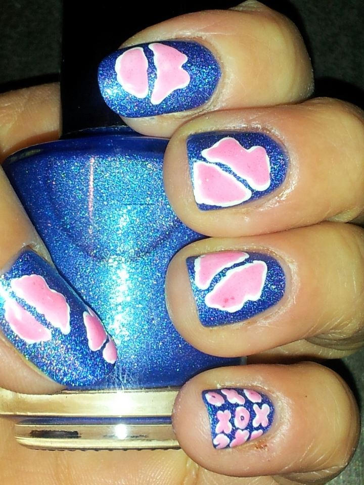 Blue and Pink Nails