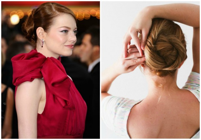 Celebrity-inspired Hairstyle: Emma Stone-Pretty Bun without Bangs