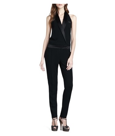 Haute Hippie Crepe Tuxedo Halter Jumpsuit